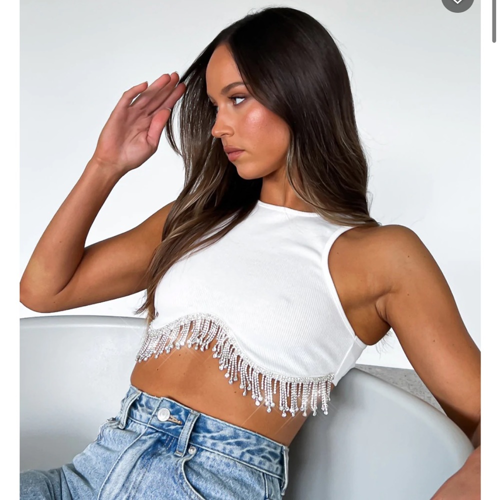 White Fox White crop top with embellishment